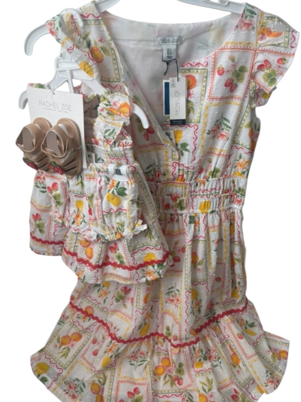 Rachel Zoe White Sundress Fruit Print girl’s matching dress NWT (M) (6-9M